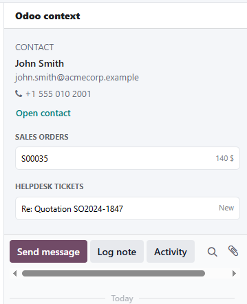 Odoo 19 E-Mail-Client Partner 360 Panel