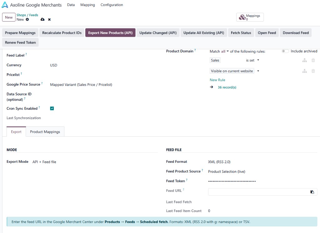 API und Feed-Export