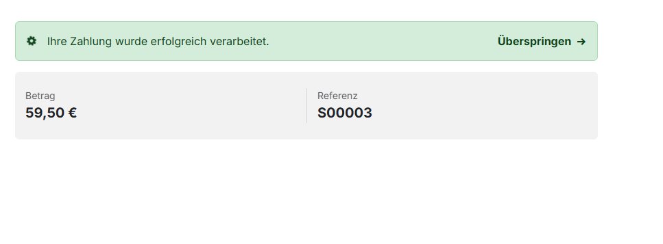 Odoo-Meldung Zahlung verarbeitet