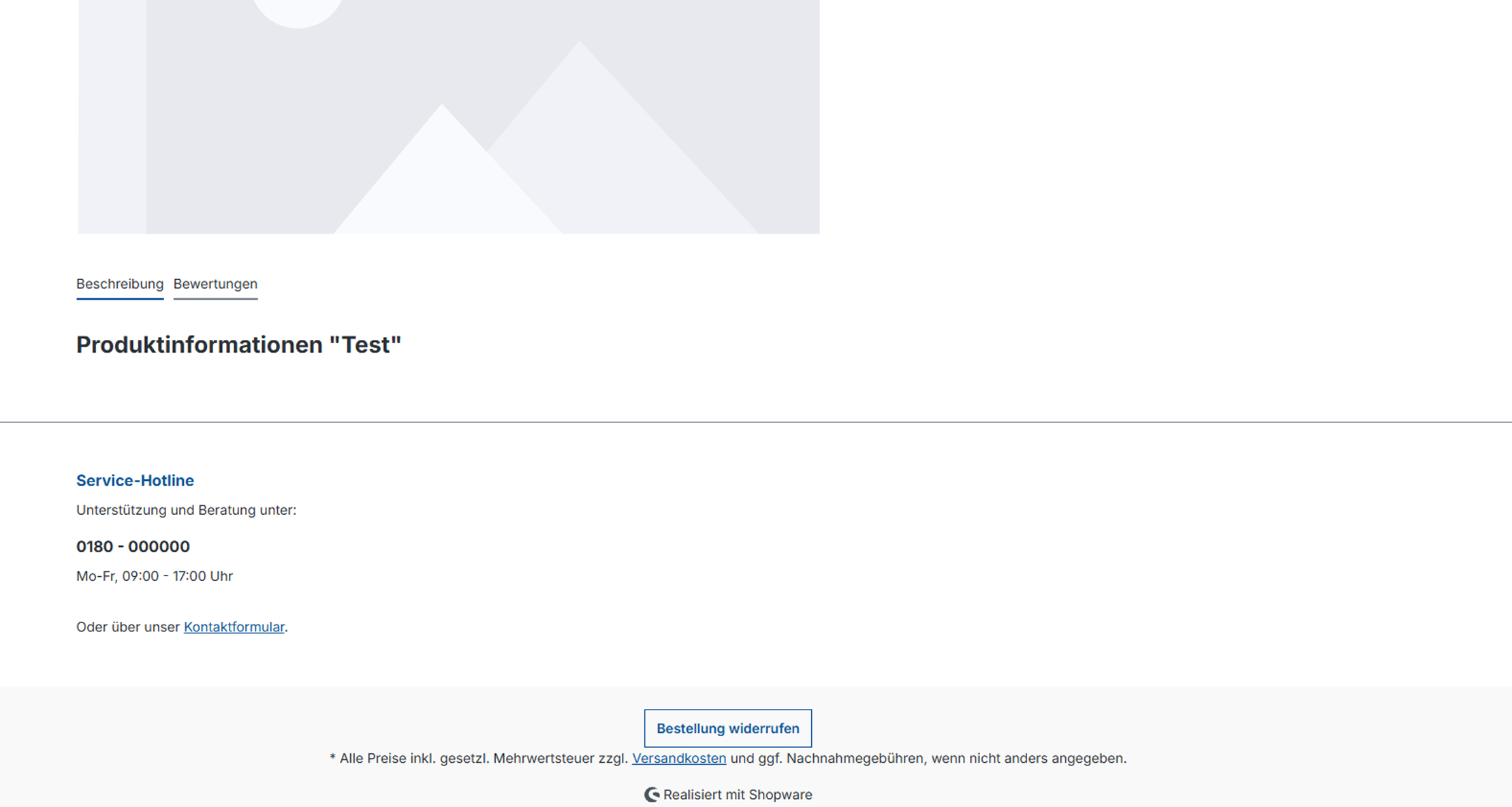 Footer mit Link Bestellung widerrufen